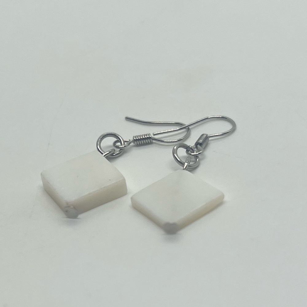 White Square Shell earrings